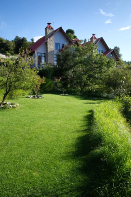 Lawn in front of Cottages