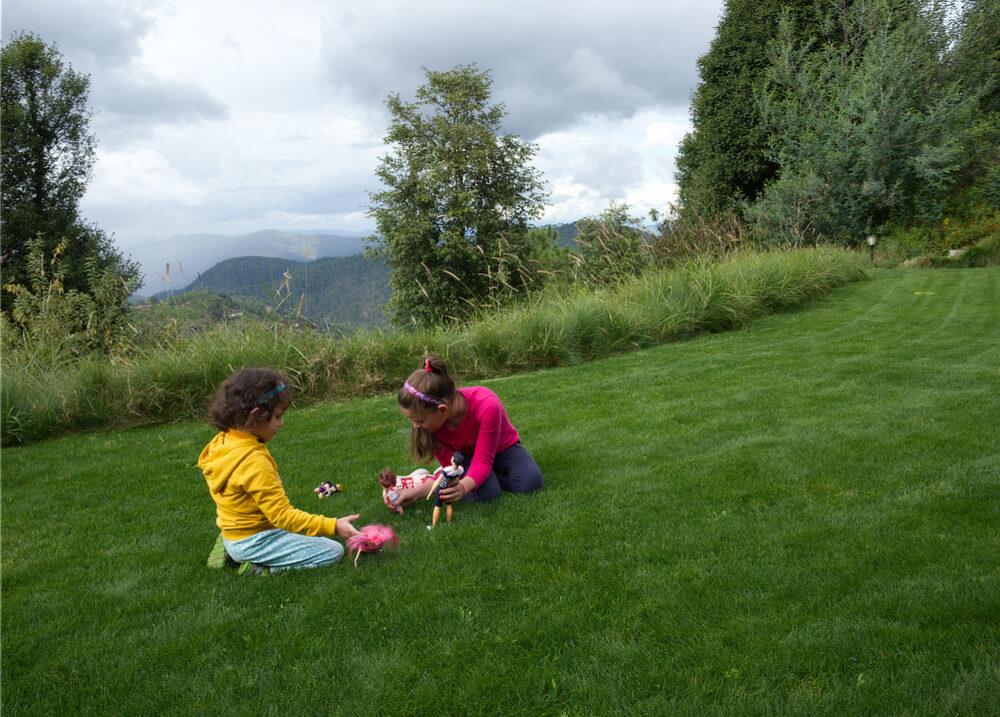 Kids Playing on the Lawn